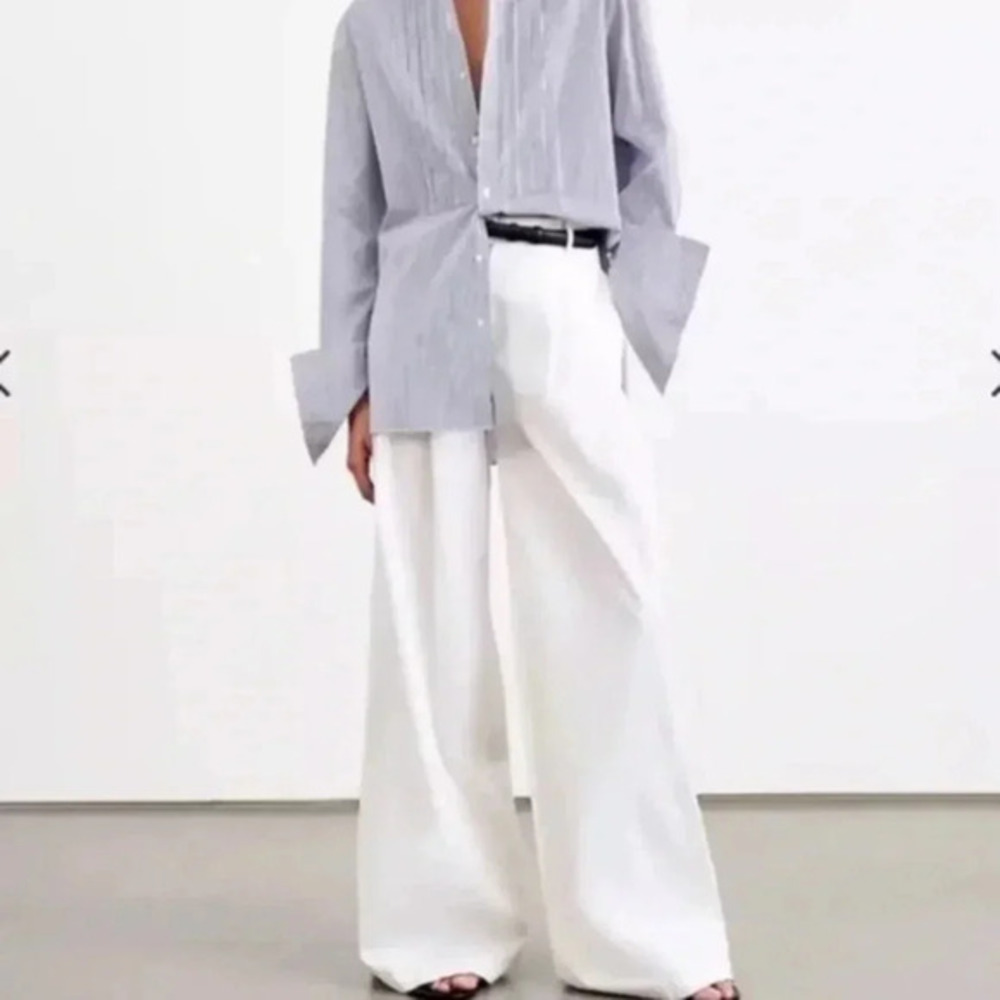 Nili Lotan Dillon Extra Wide-Leg Pants Women's White Size 12 B1024